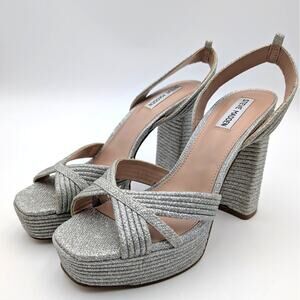 Steve Madden Laurel Platform Sandals Women's Metallic Silver Size US10M EU40.5
